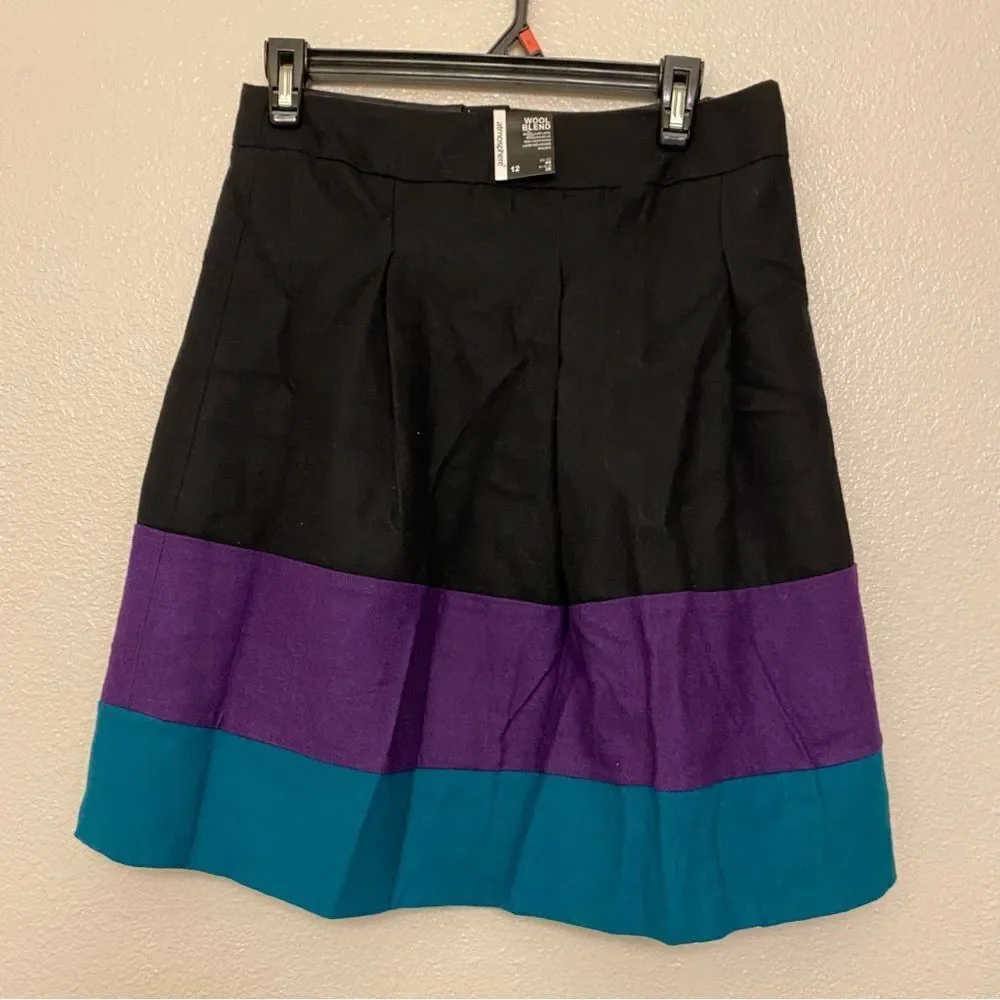Atmosphere Ireland Wool Blend A-Line color block stripe Skirt womans 10-12
